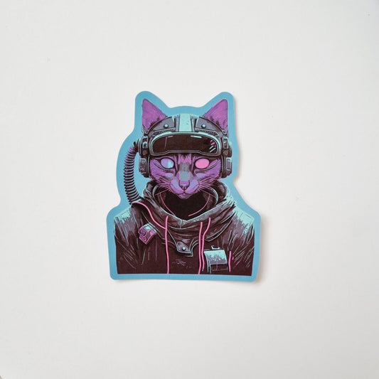 Sticker / Cyber Cat / Sticker for Laptop, Water Bottle, Notepad, Phone