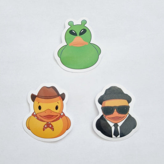 Duck Stickers / Alien / Cowboy / in a Suit with Sunglasses / Set of 3