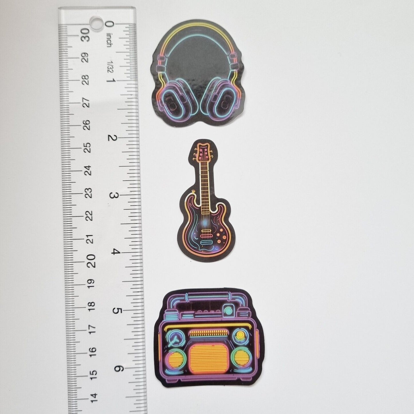 Stickers / Boom Box Radio / Guitar / Headphone / Music / Set of 3