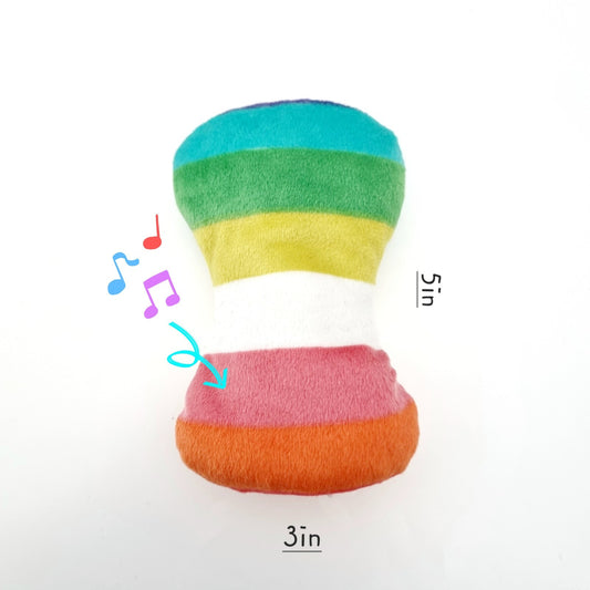 Rainbow Bone Plush Pet Toy Colorful Squeaky Chew