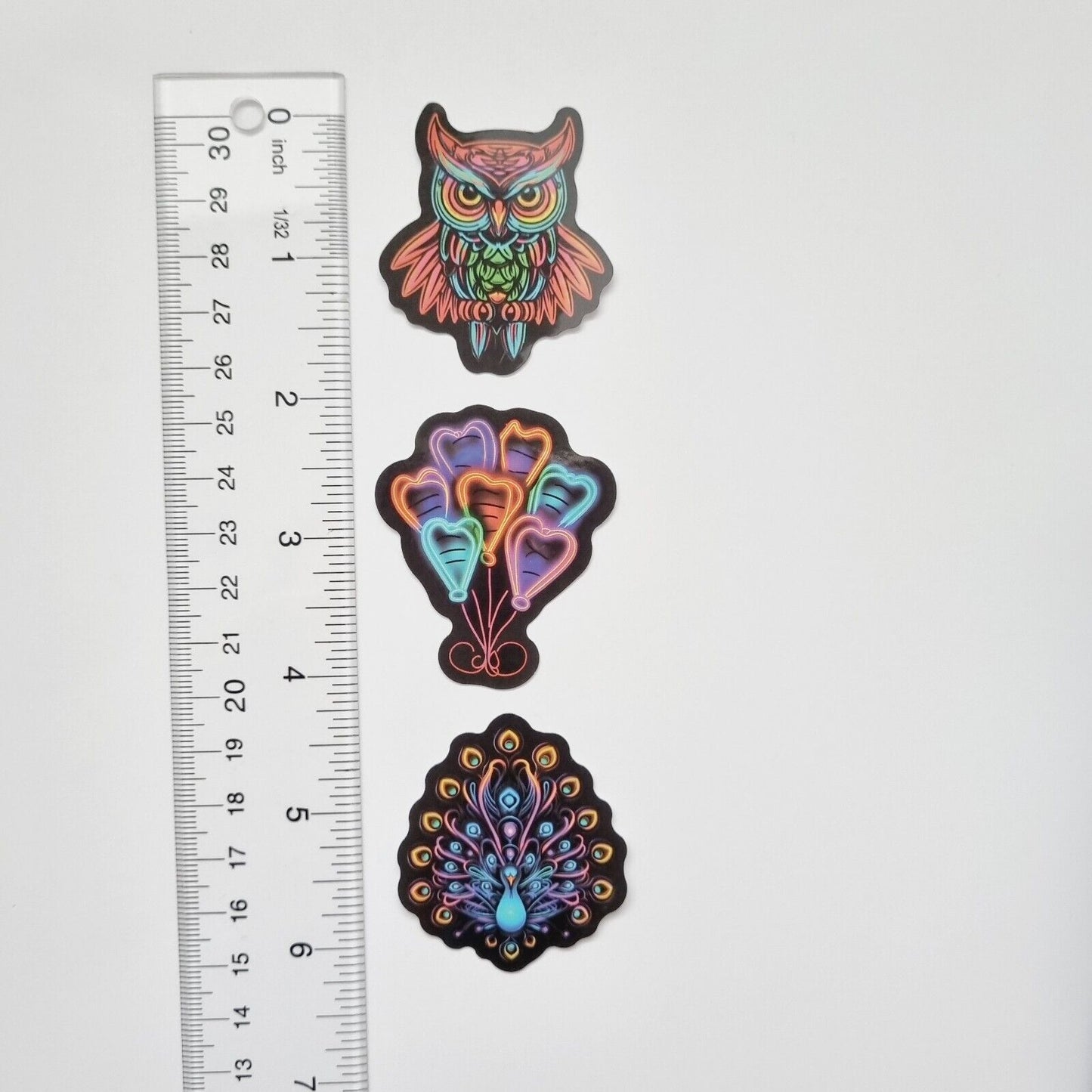 Stickers / Peacock / Balloons / Owl / for Laptop, Bottle, Notepad / Set of 3