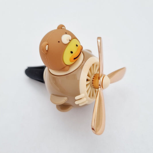 Cute Pilot Duck Bear Car Air Freshener with Rotating Propeller