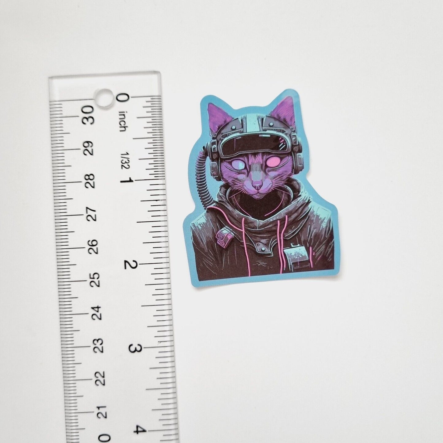 Sticker / Cyber Cat / Sticker for Laptop, Water Bottle, Notepad, Phone