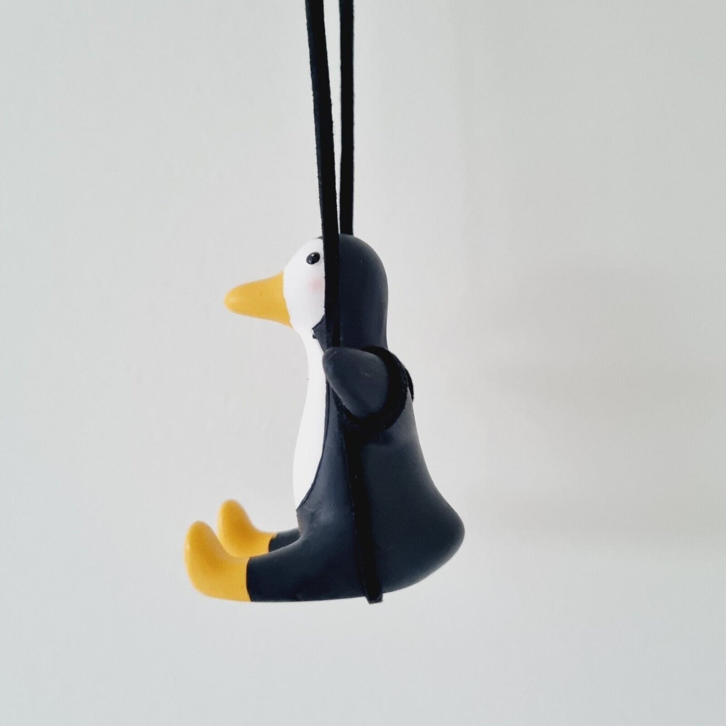 Beautiful Swing Arctic Penguin, Yellow Paws, Yellow Beak / Car accessory