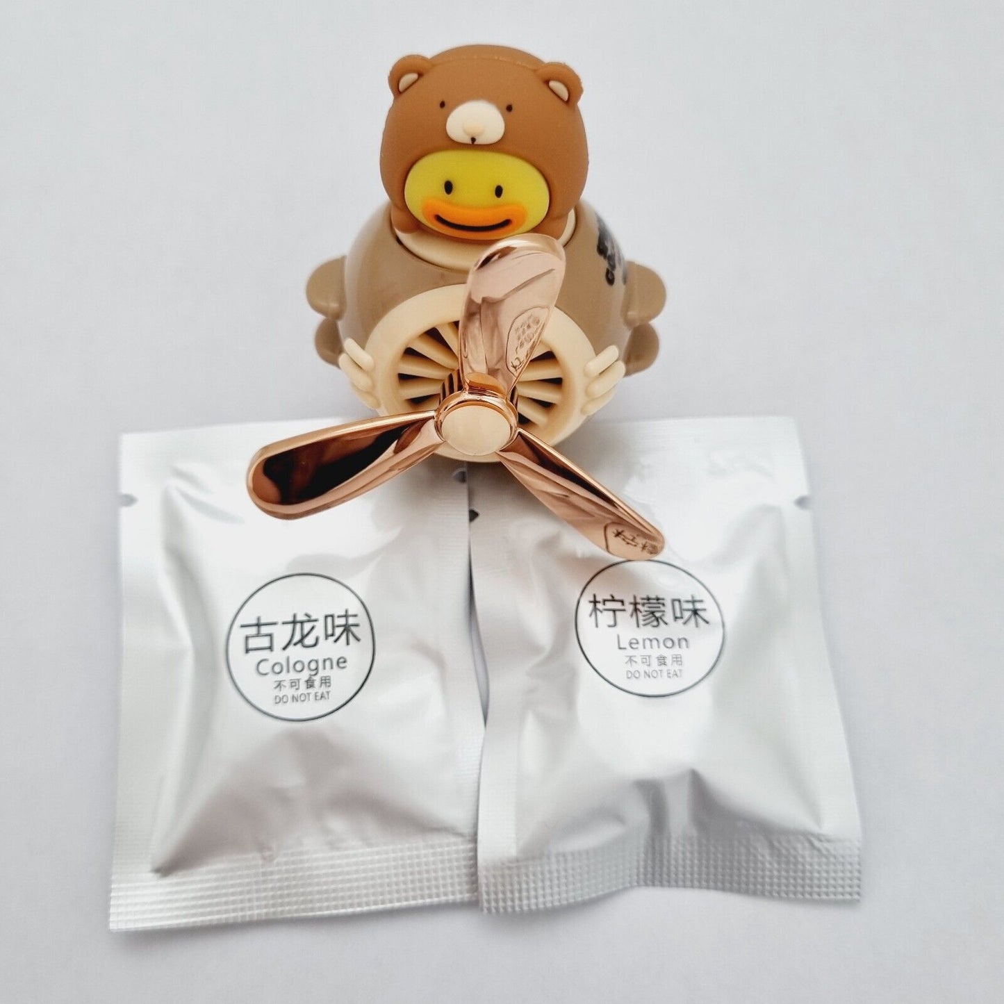 Cute Pilot Duck Bear Car Air Freshener with Rotating Propeller