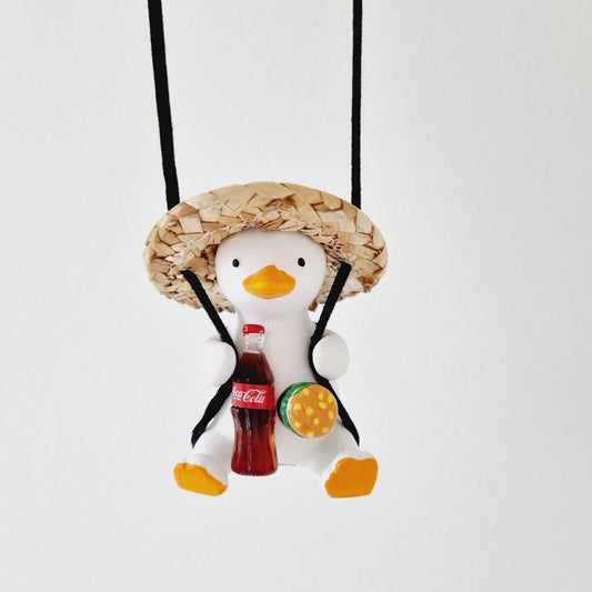 Food Lover Swing Duck, Cola, Burger, Backpack, Straw Hat / Car accessory