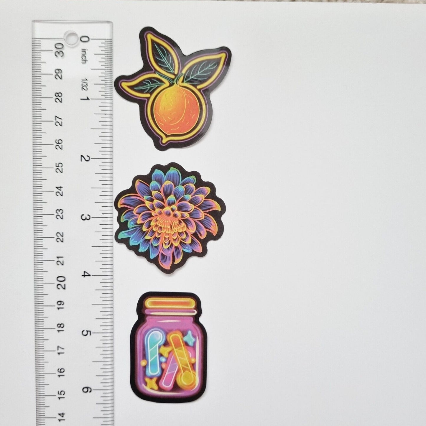 Stickers / Candy / Peach / Flower / for Laptop, Bottle, Notepad / Set of 3
