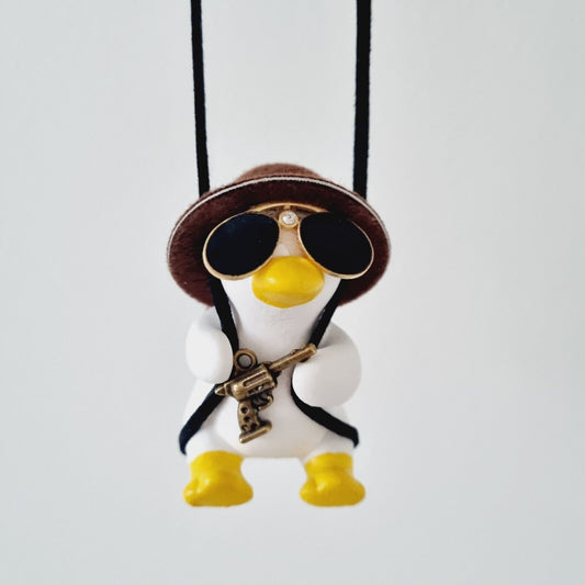 Funny Swing Duck, Gun, Stylish Sunglasses, Big Brown Hat / Car accessory