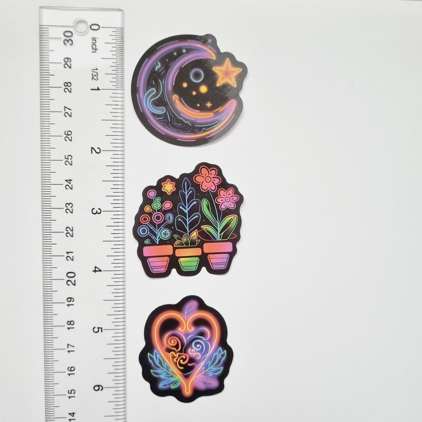 Stickers / Plants / Moon Star / Heart / for Laptop, Bottle, Notepad / Set of 3