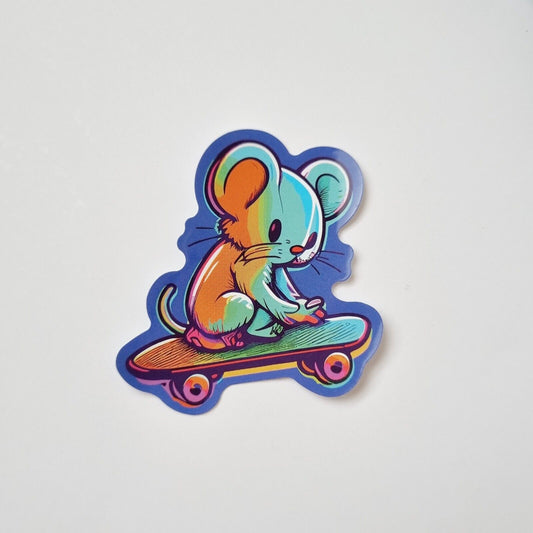 Sticker / Mouse on Skateboard / Sticker for Laptop, Water Bottle, Notepad, Phone