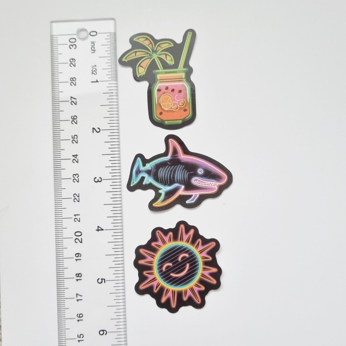 Stickers / Cocktail / Sun / Shark / for Laptop, Bottle, Notepad / Set of 3