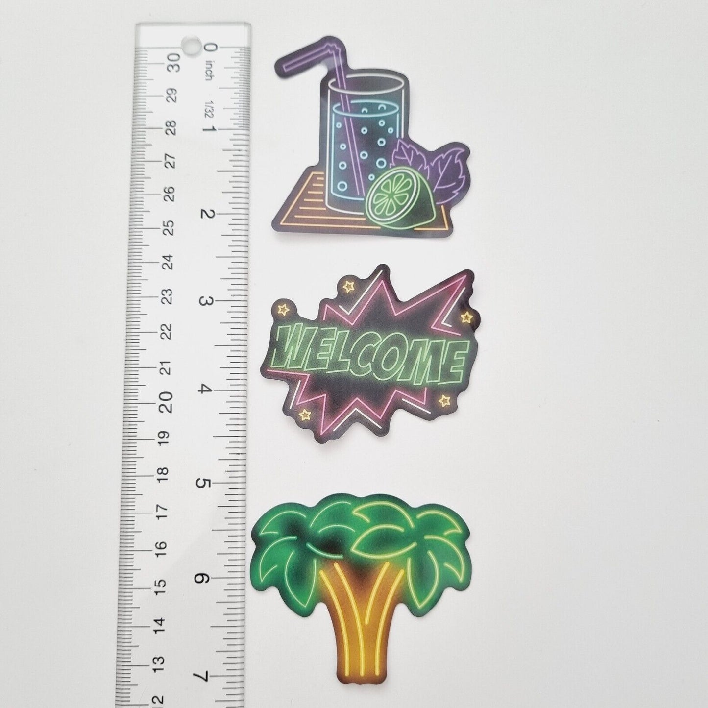 Stickers / Cocktail with Lime / Welcome / Palm / Vacation / Summer / Set of 3