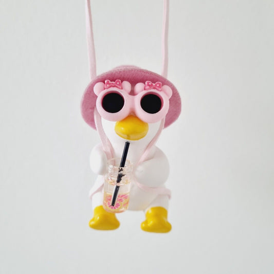Party Swing Girl Duck, Pink Hat, Sunglasses, Cocktail / Car accessory