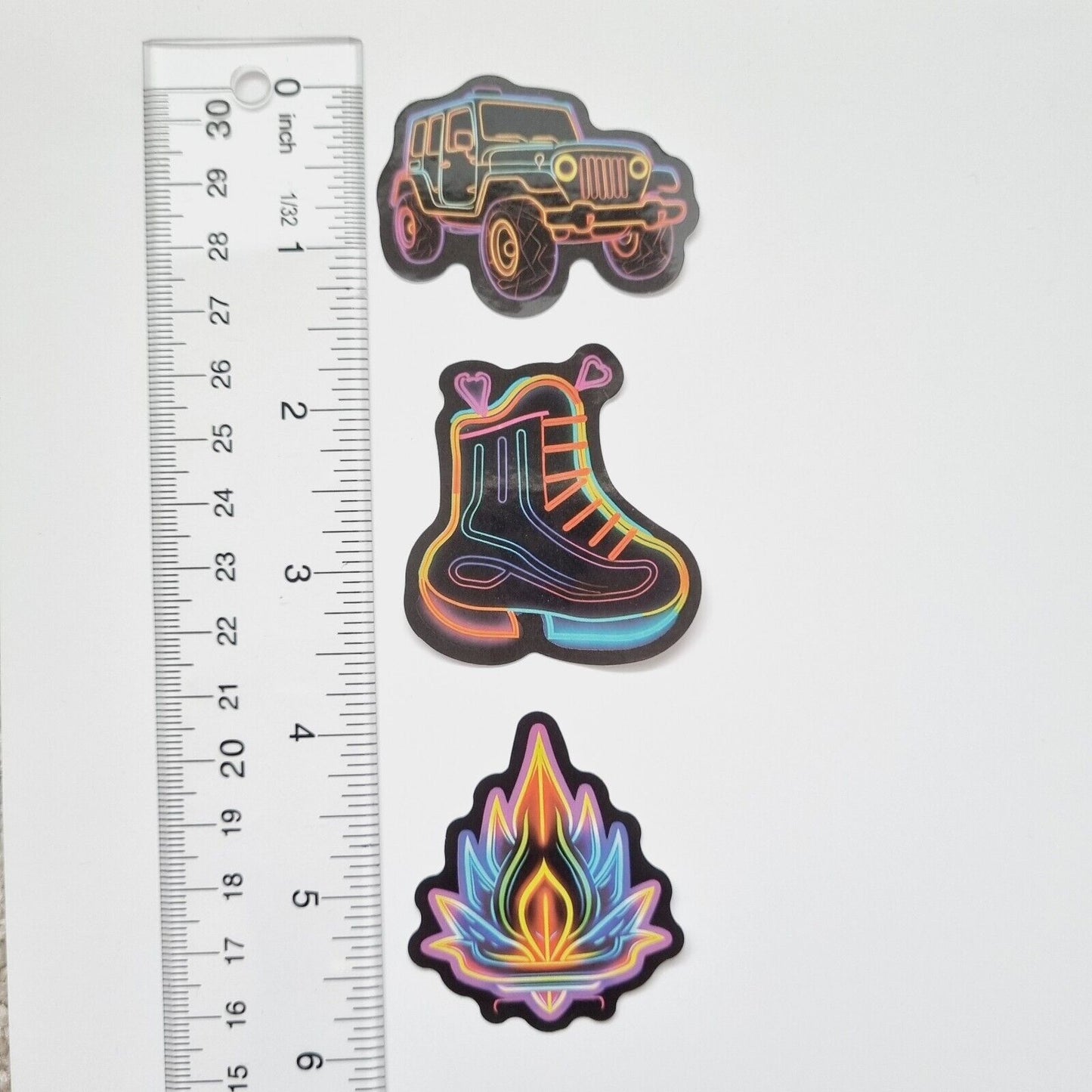 Stickers / Jeep / Boots / Flames / for Laptop, Bottle, Notepad / Set of 3
