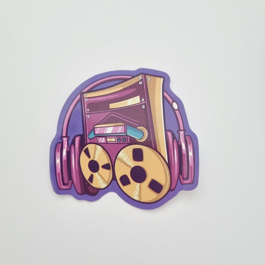 Sticker / Vintage Tape Recorder / Headphone / Sticker for Laptop Bottle Notepad