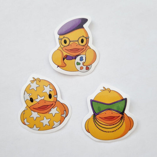 Duck Stickers / Artist / Star Pattern / in Sunglasses and Necklace / Set of 3
