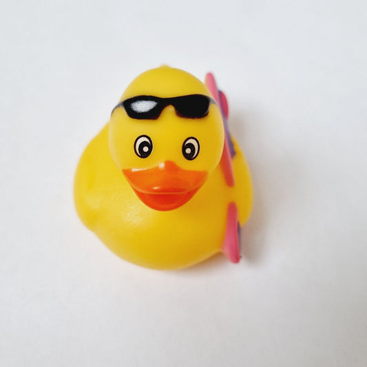 Yellow Rubber Duck with Surfboard / Car accessory / Dashboard Toy / Jeep Ducking