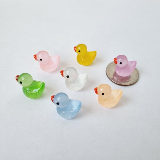 Colorful Mini Tiny Duck Glow in Dark Perfect Decoration 7 Pieces