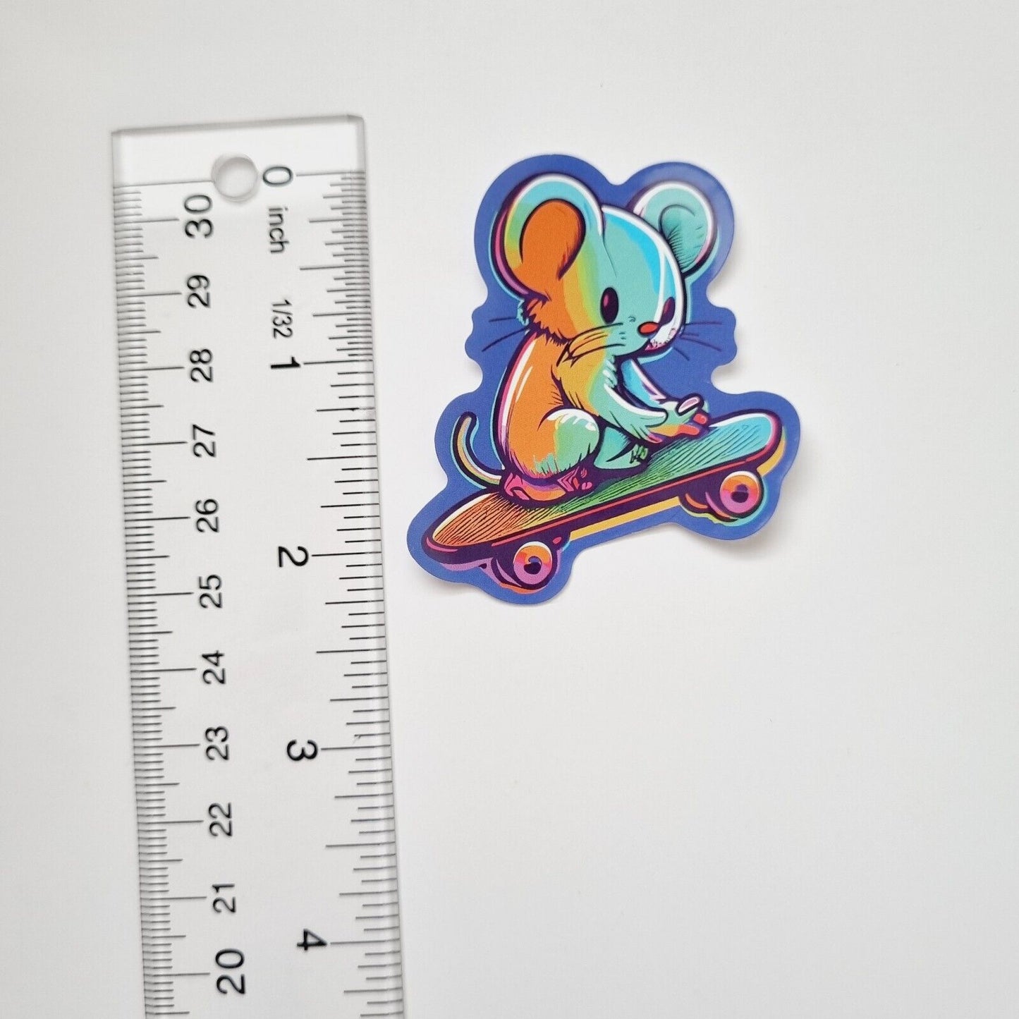 Sticker / Mouse on Skateboard / Sticker for Laptop, Water Bottle, Notepad, Phone