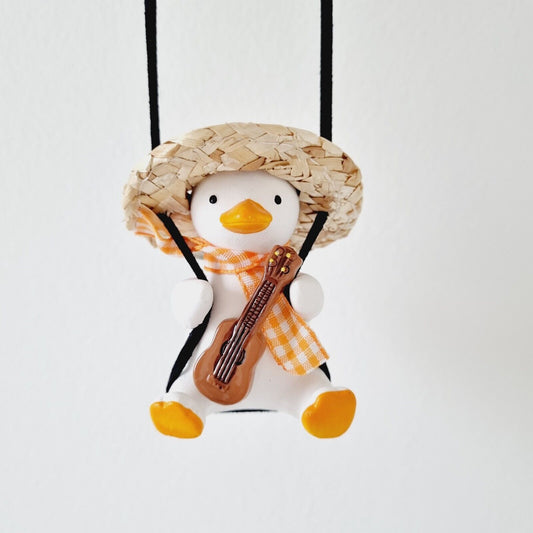 Cool Swing Duck, Guitar, Scarf, Straw Hat, Backpack / Car accessory