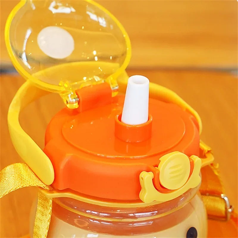 Cute Duck Water Bottle β 1000ml Leakproof & BPA-Free