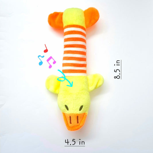 Striped Duck Squeaky Plush Pet Toy Soft & Fun