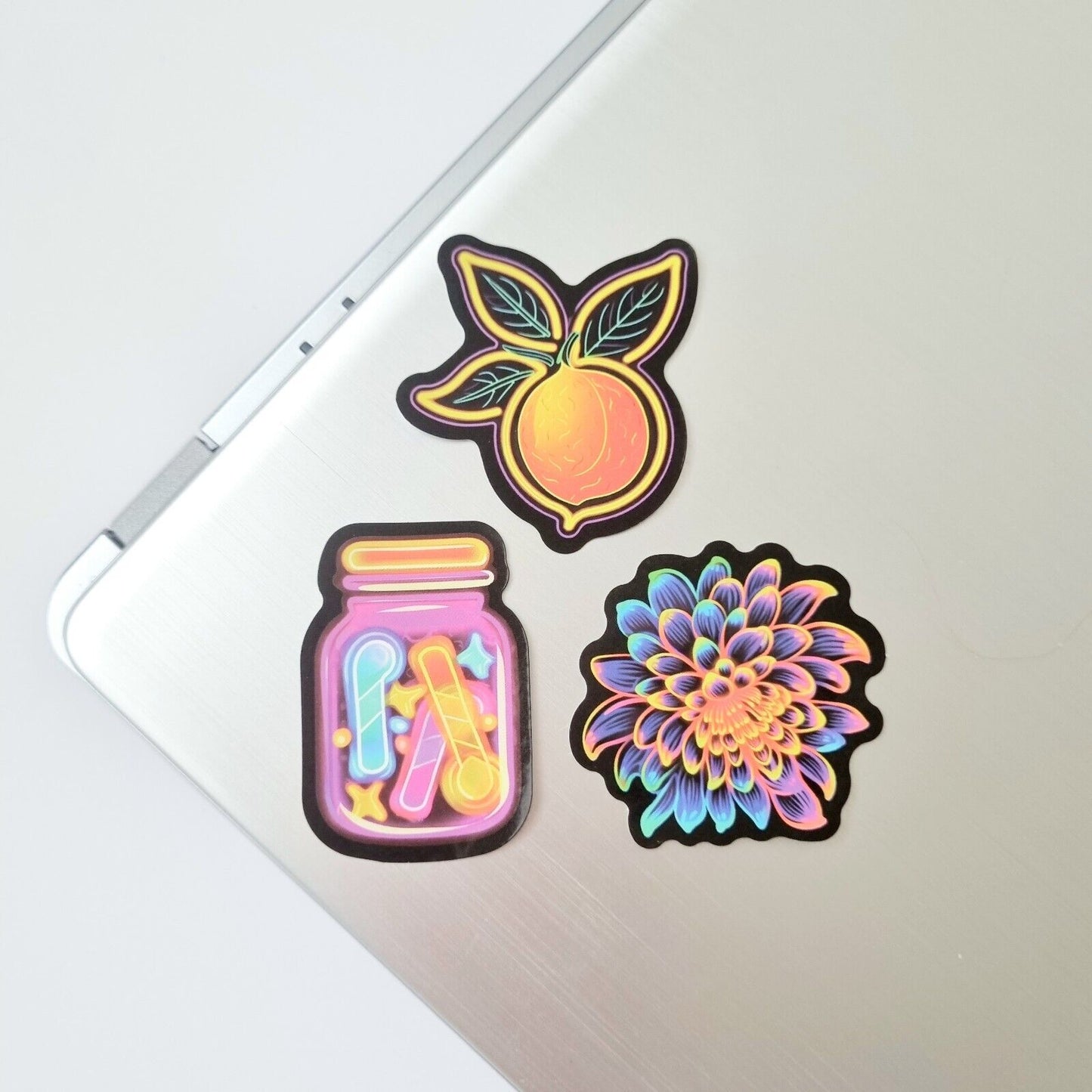 Stickers / Candy / Peach / Flower / for Laptop, Bottle, Notepad / Set of 3