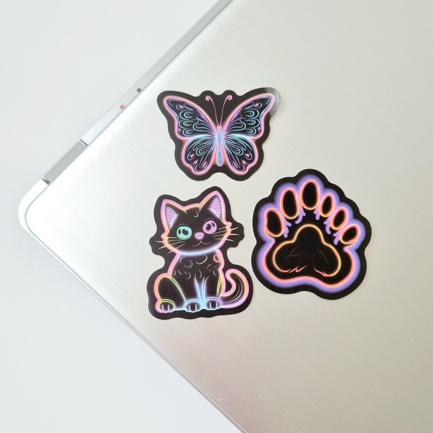 Stickers / Cat / Butterfly / Paw Print / for Laptop, Bottle, Notepad / Set of 3