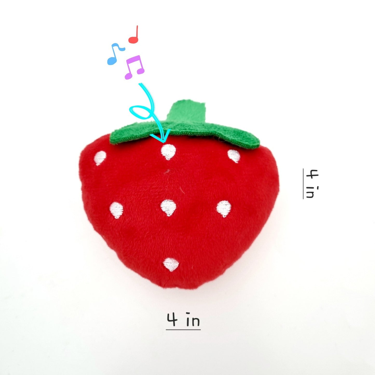 Plush Strawberry Pet Toy Soft Chew with Squeaker