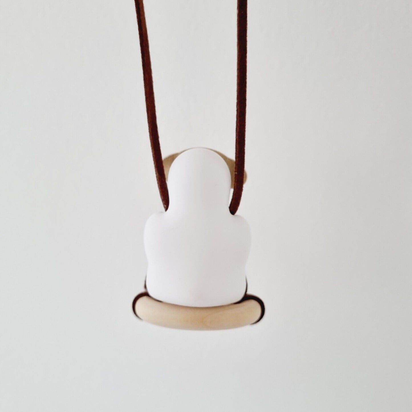 Cute White Duck with Sunglasses Swinging on a Wooden Ring / Car accessory