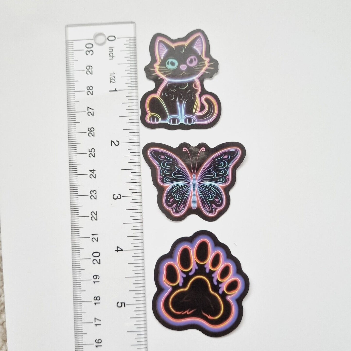 Stickers / Cat / Butterfly / Paw Print / for Laptop, Bottle, Notepad / Set of 3