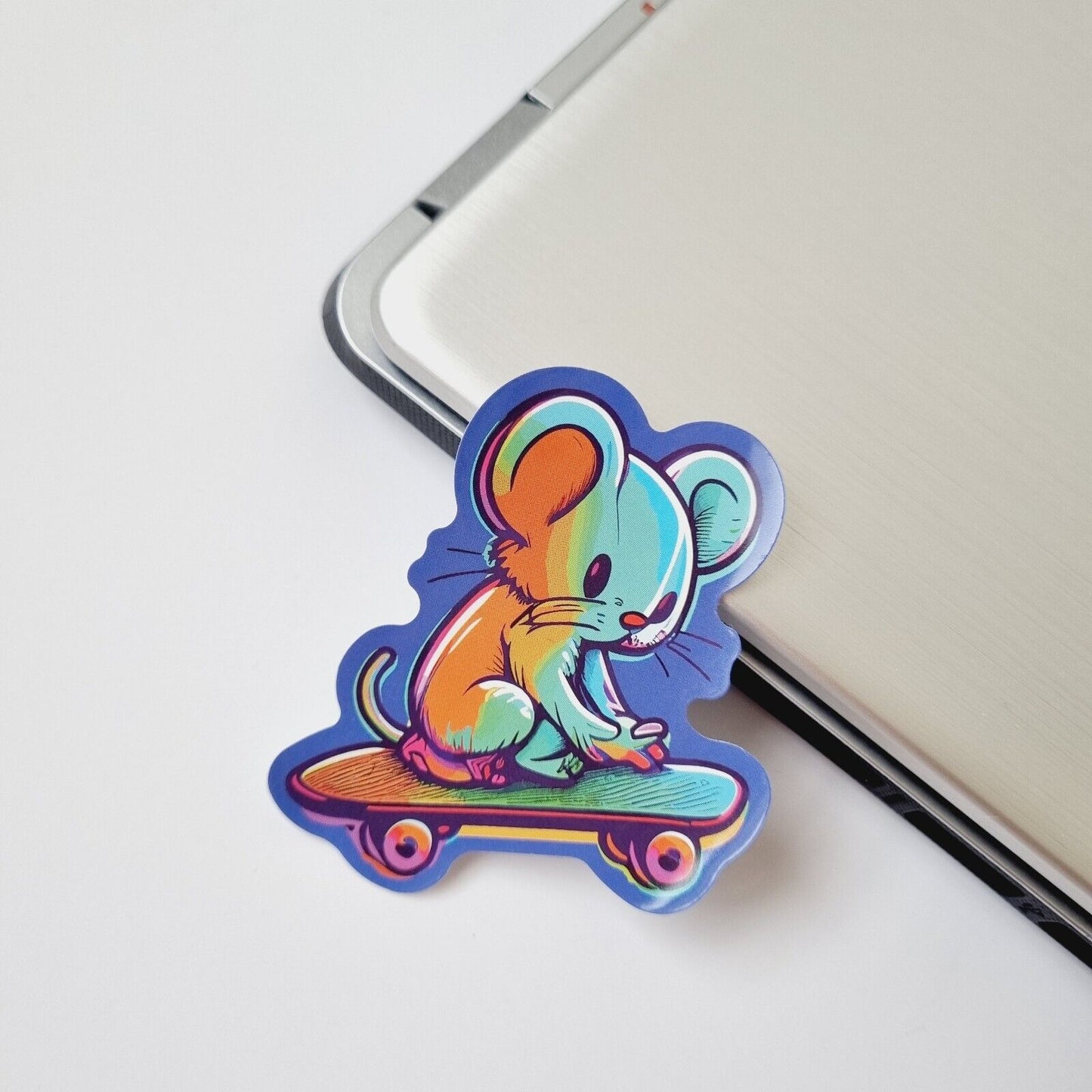 Sticker / Mouse on Skateboard / Sticker for Laptop, Water Bottle, Notepad, Phone