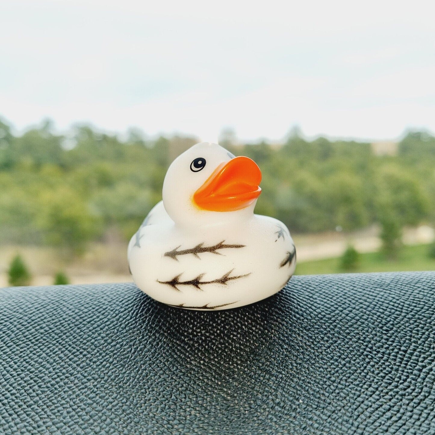 White Rubber Duck with Striped / Car accessory / Dashboard Toy / Jeep Ducking