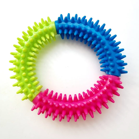 Tricolor Rubber Ring Dog Toy