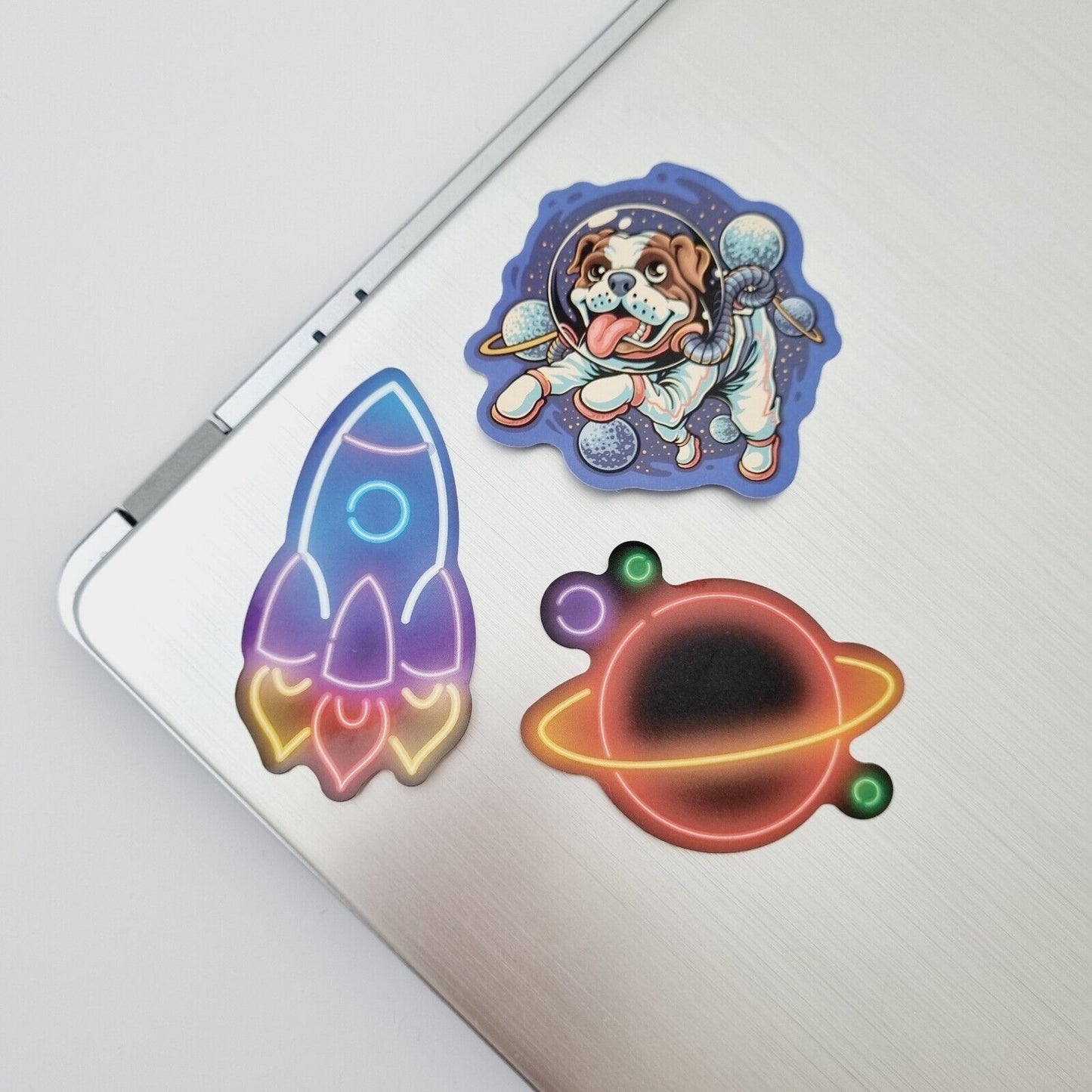 Stickers / Dog Astronaut / Neon Rocket / Solar System / Space / Set of 3