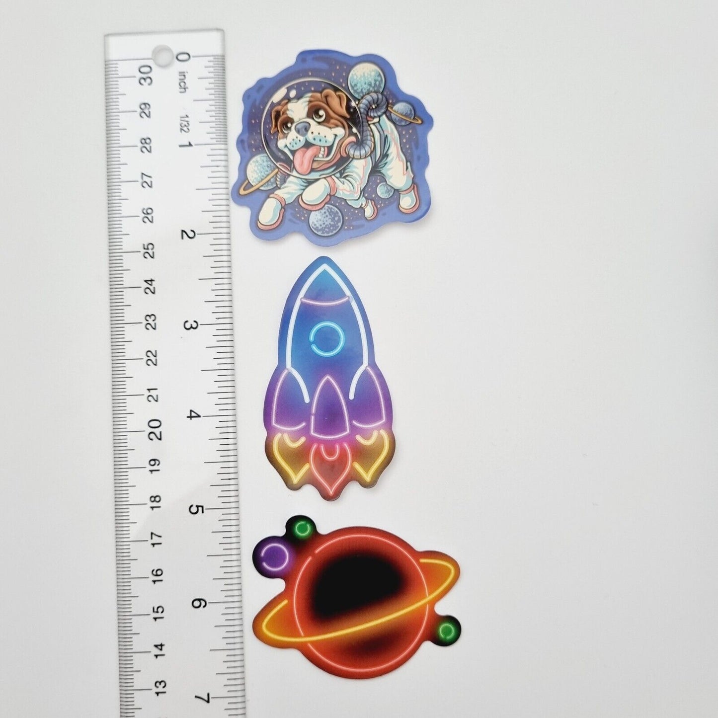 Stickers / Dog Astronaut / Neon Rocket / Solar System / Space / Set of 3