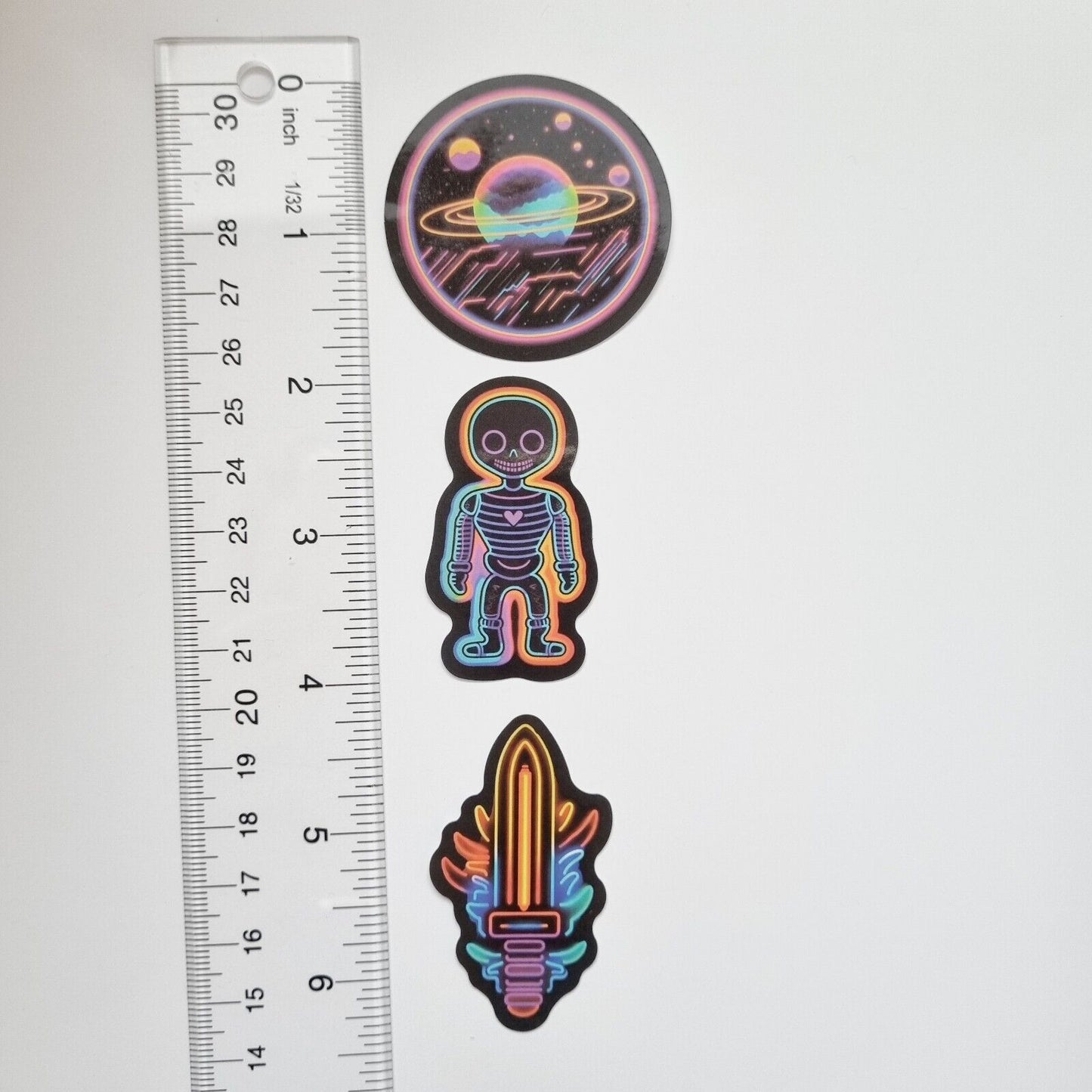 Stickers / Skeleton / Sword / Planets / for Laptop, Bottle, Notepad / Set of 3