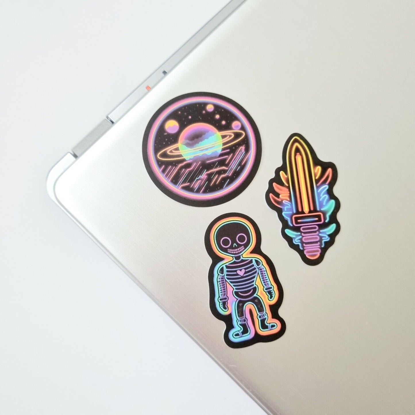 Stickers / Skeleton / Sword / Planets / for Laptop, Bottle, Notepad / Set of 3