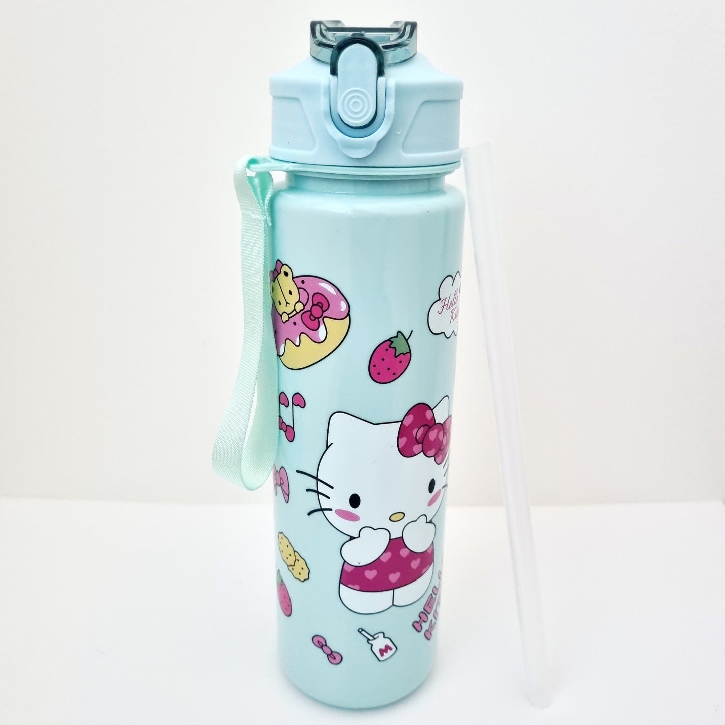 🧋🐱 Adorable Water Bottle with Straw & Carrying Strap