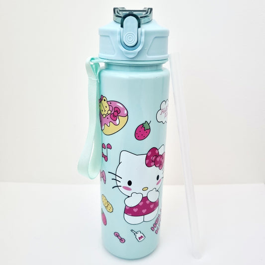🧋🐱 Adorable Water Bottle with Straw & Carrying Strap
