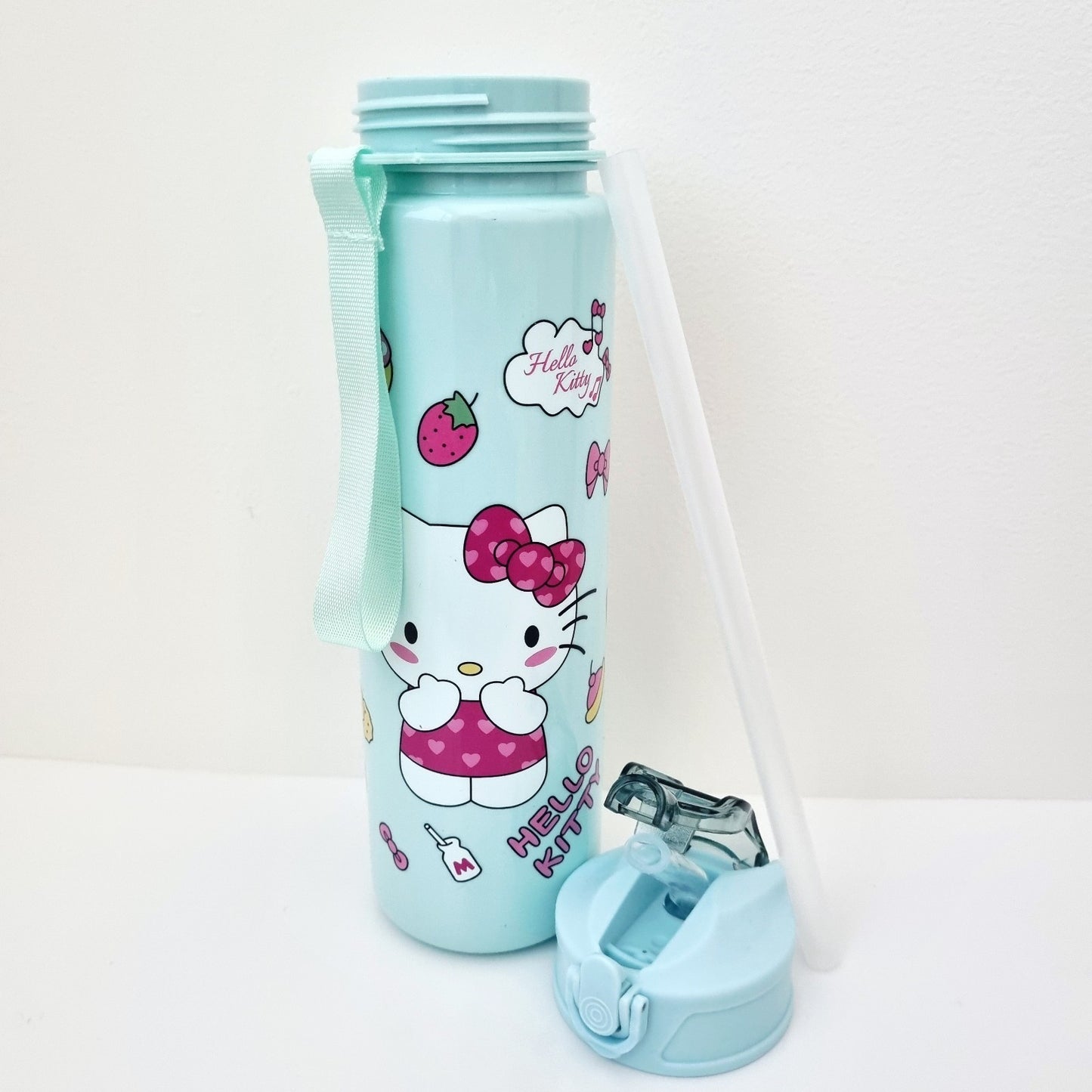 🧋🐱 Adorable Water Bottle with Straw & Carrying Strap