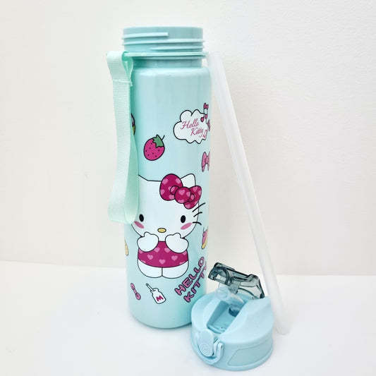 🧋🐱 Adorable Water Bottle with Straw & Carrying Strap