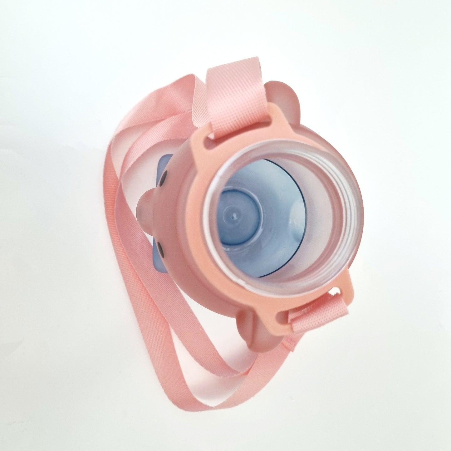 🐻🧋Blue & Pink Bear Design Water Bottle with Straw, Stickers & Backing Strap