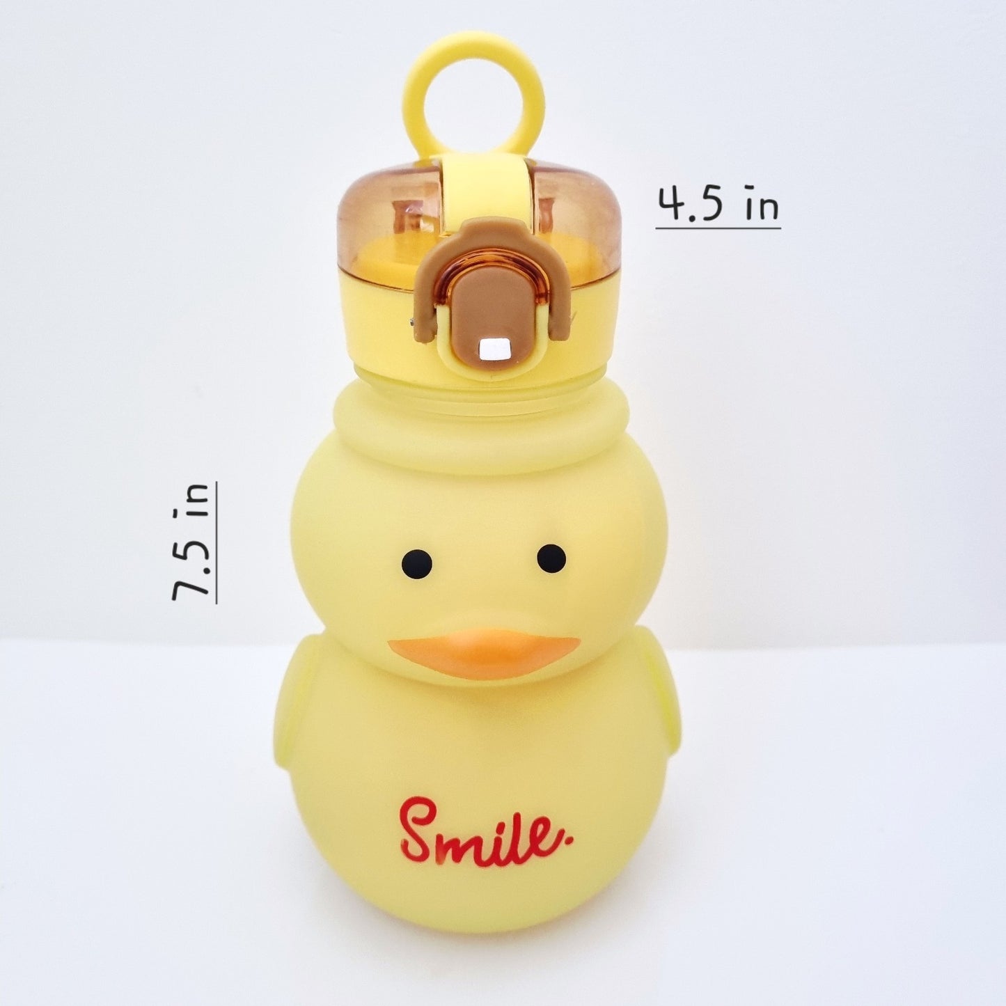 🧋🐥 Yellow Duck Design Water Bottle with Straw, Stickers & Backing Strap